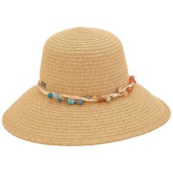 Sun N' Sand Womens Beaded Paper Braid Backless Sun Hat