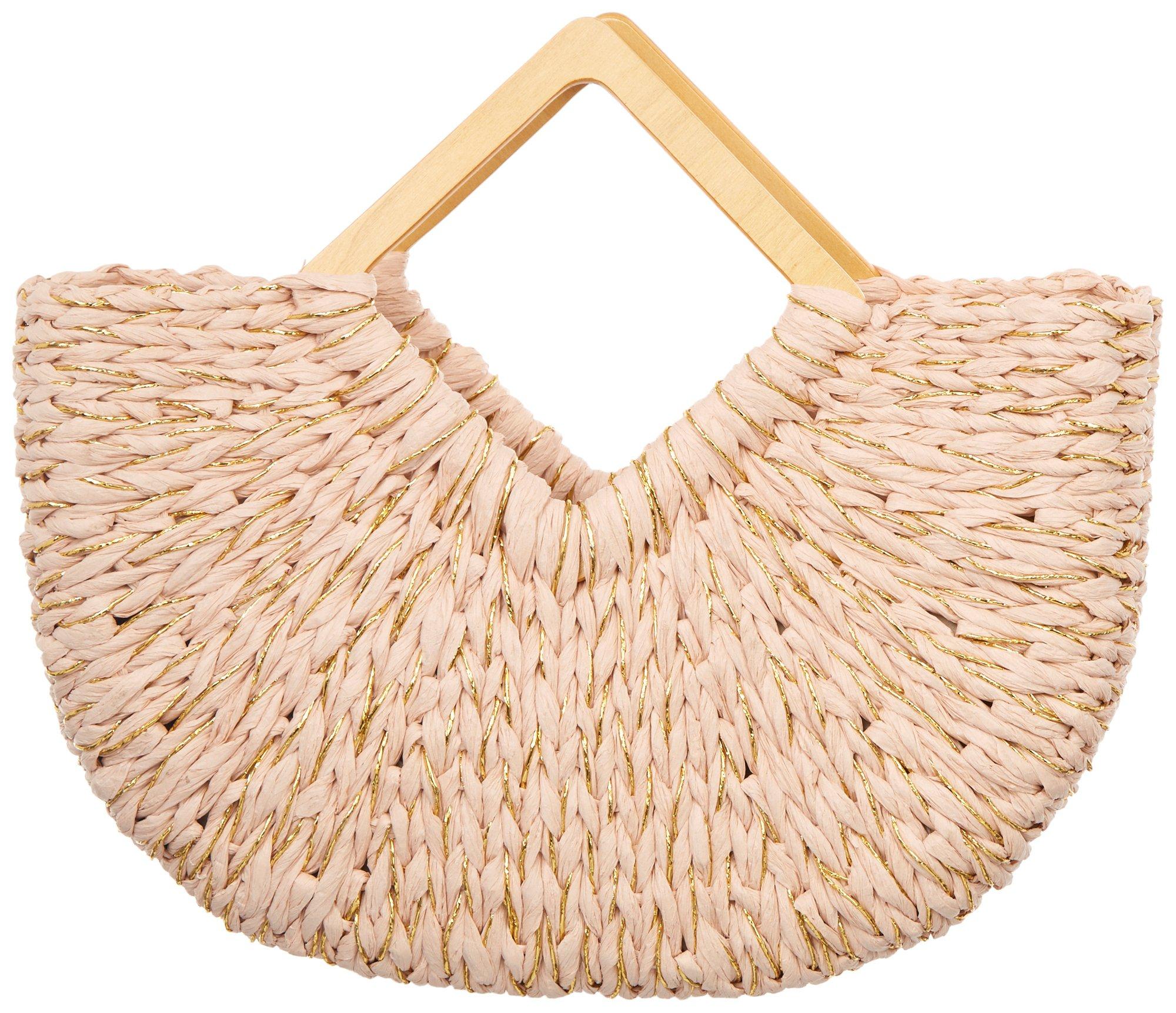 Urban Expressions Metallic Woven Straw Tote Bag