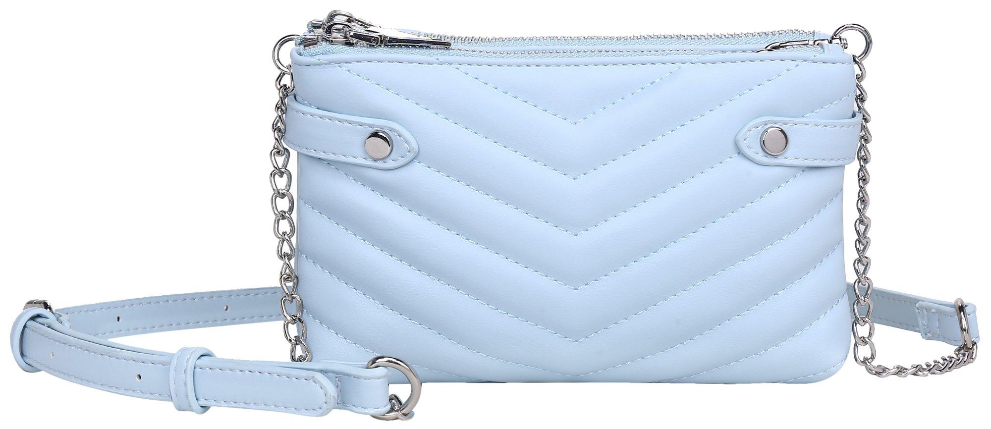 Blue Sol Quilted Solid Vegan Leather Crossbody Bag