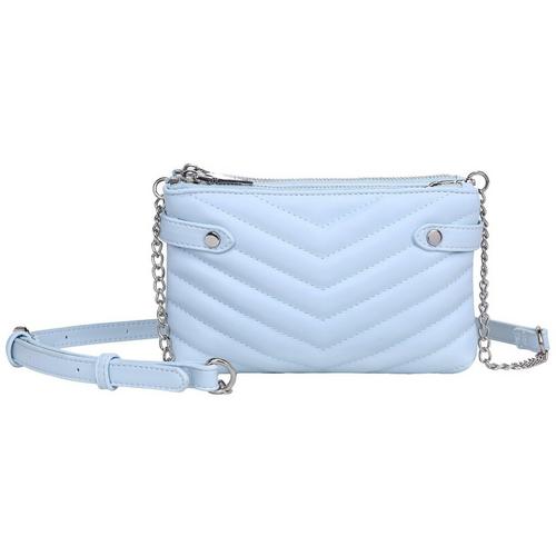 Blue Sol Quilted Solid Vegan Leather Crossbody Bag