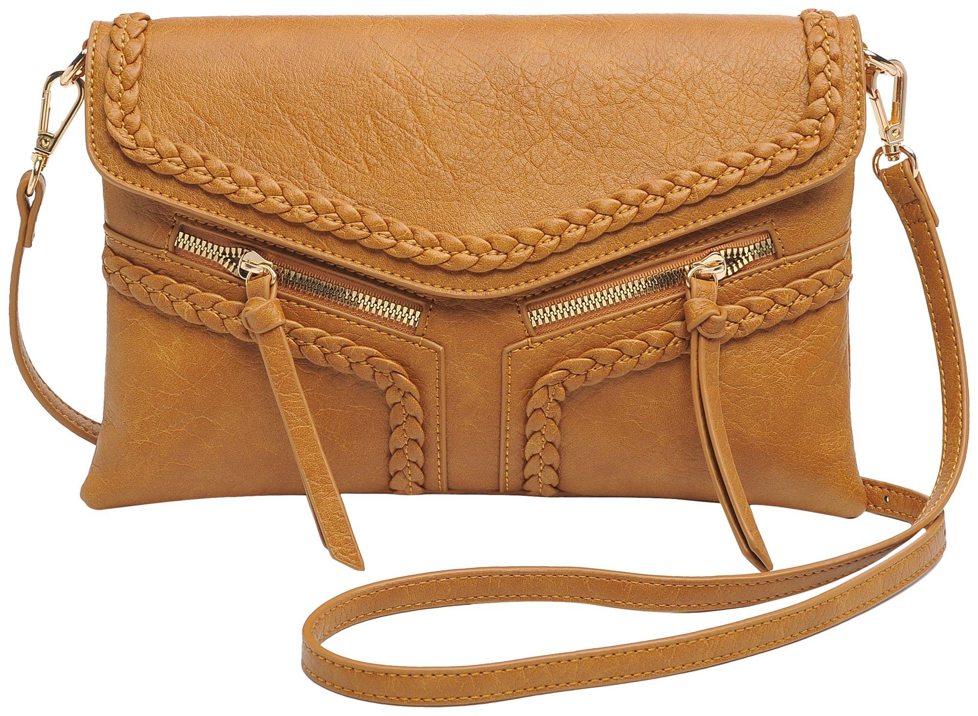Moda Luxe Laurel Braid Embellished Flap Solid Crossbody Bag