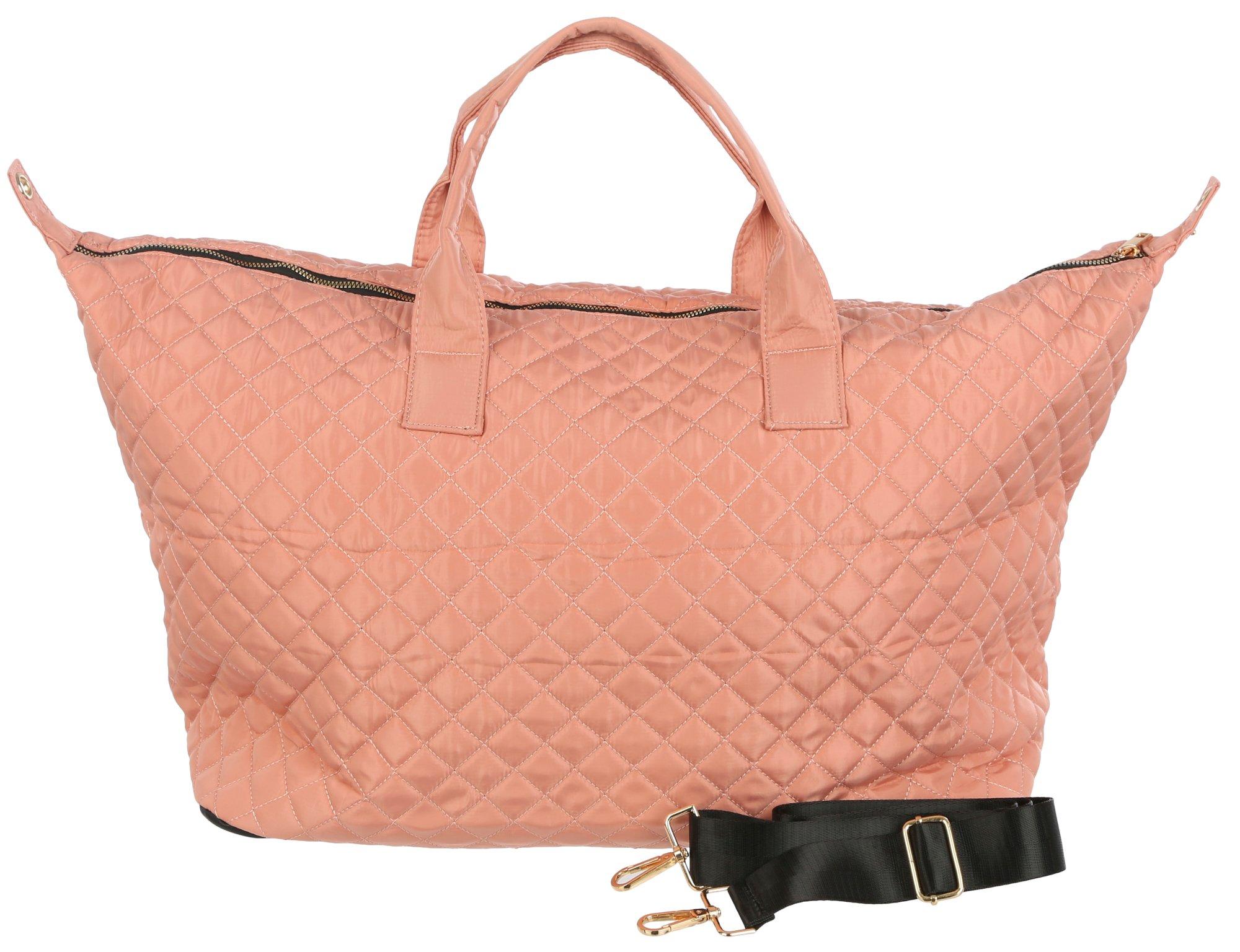 Solid Quilted Large Weekender Tote