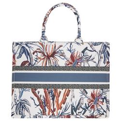 Emperia Foliage Striped Rolled Handles Canvas Beach Tote