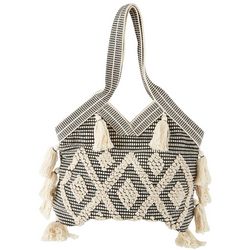 Twig & Arrow Woven Tassel Shoulder Tote Handbag