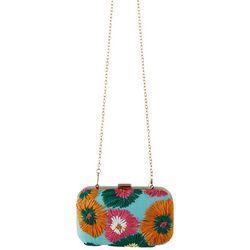 Lulu Raffia Embroidered Mini Clutch Crossbody Handbag