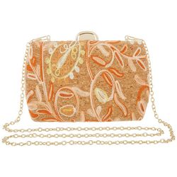 D'Margeaux Embroidered Cork Crossbody Clutch