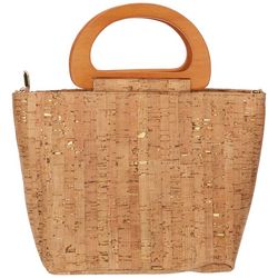D'Margeaux Double Handle Cork Fabric Crossbody Tote Bag