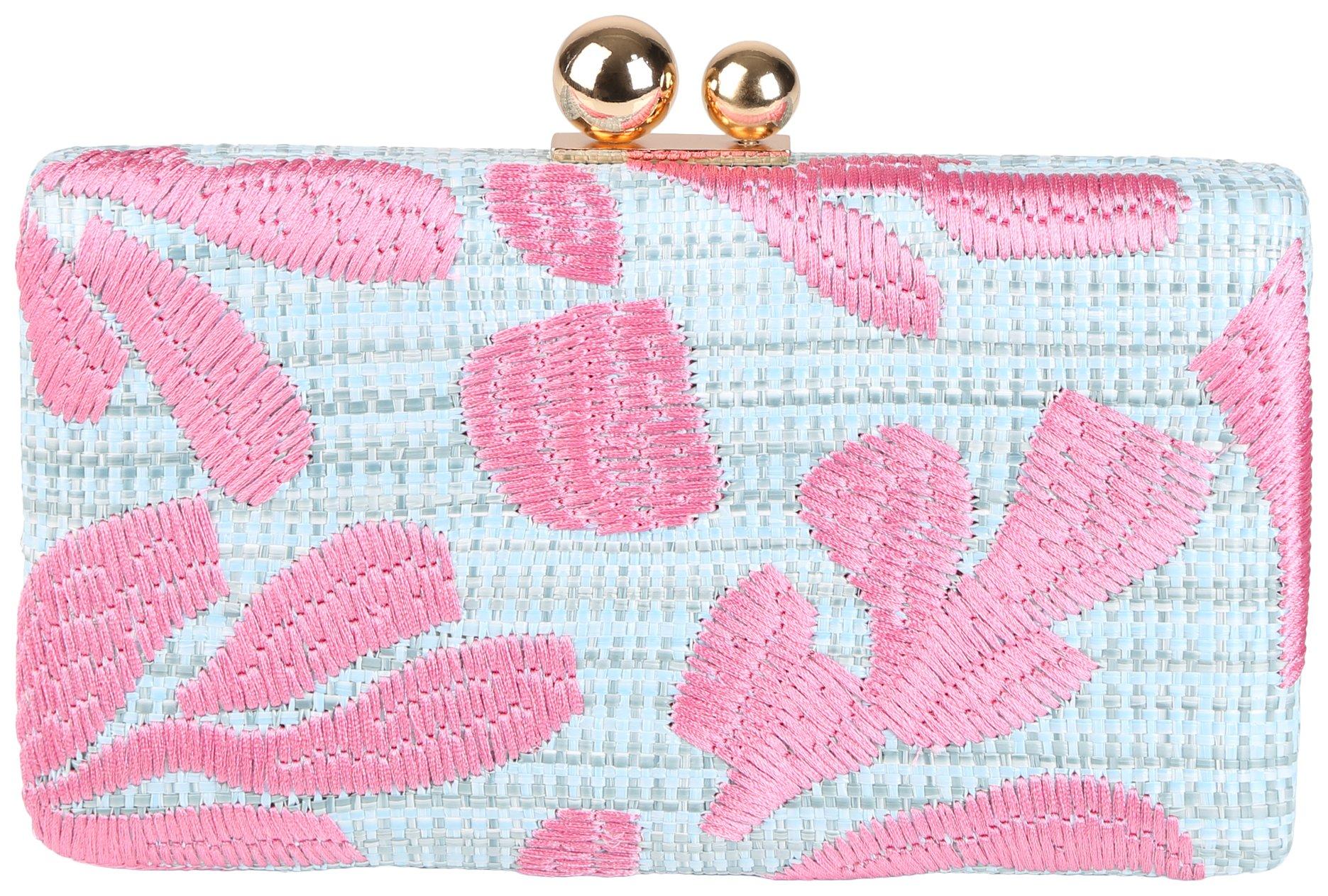 Embroidery Print Woven Crossbody Clutch