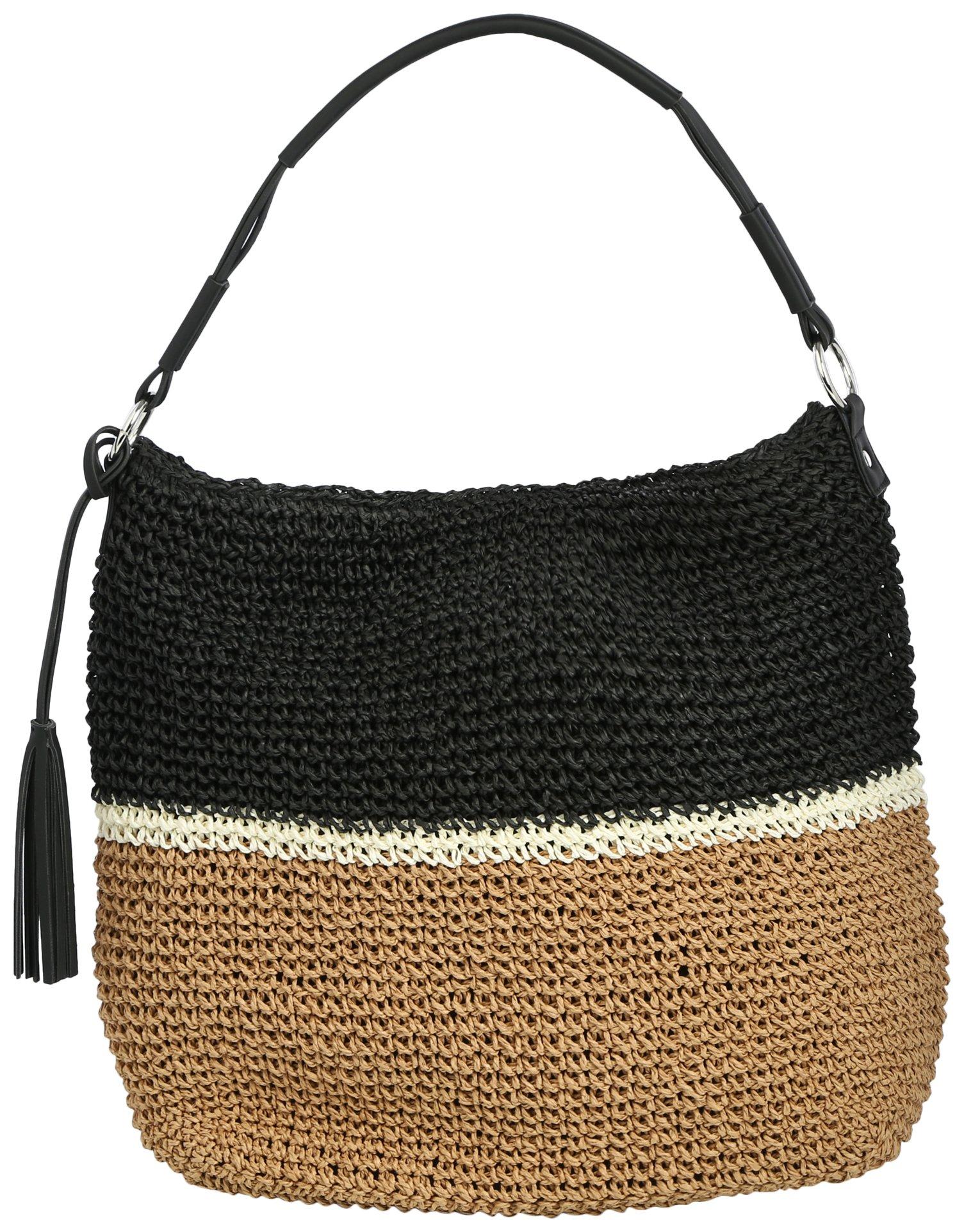 Straw Studios Stripe Crochet Beach Tote Bag