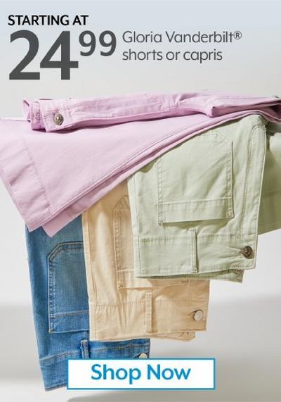 STARTING AT 24.99 Gloria Vanderbilt® Shorts & capris for women