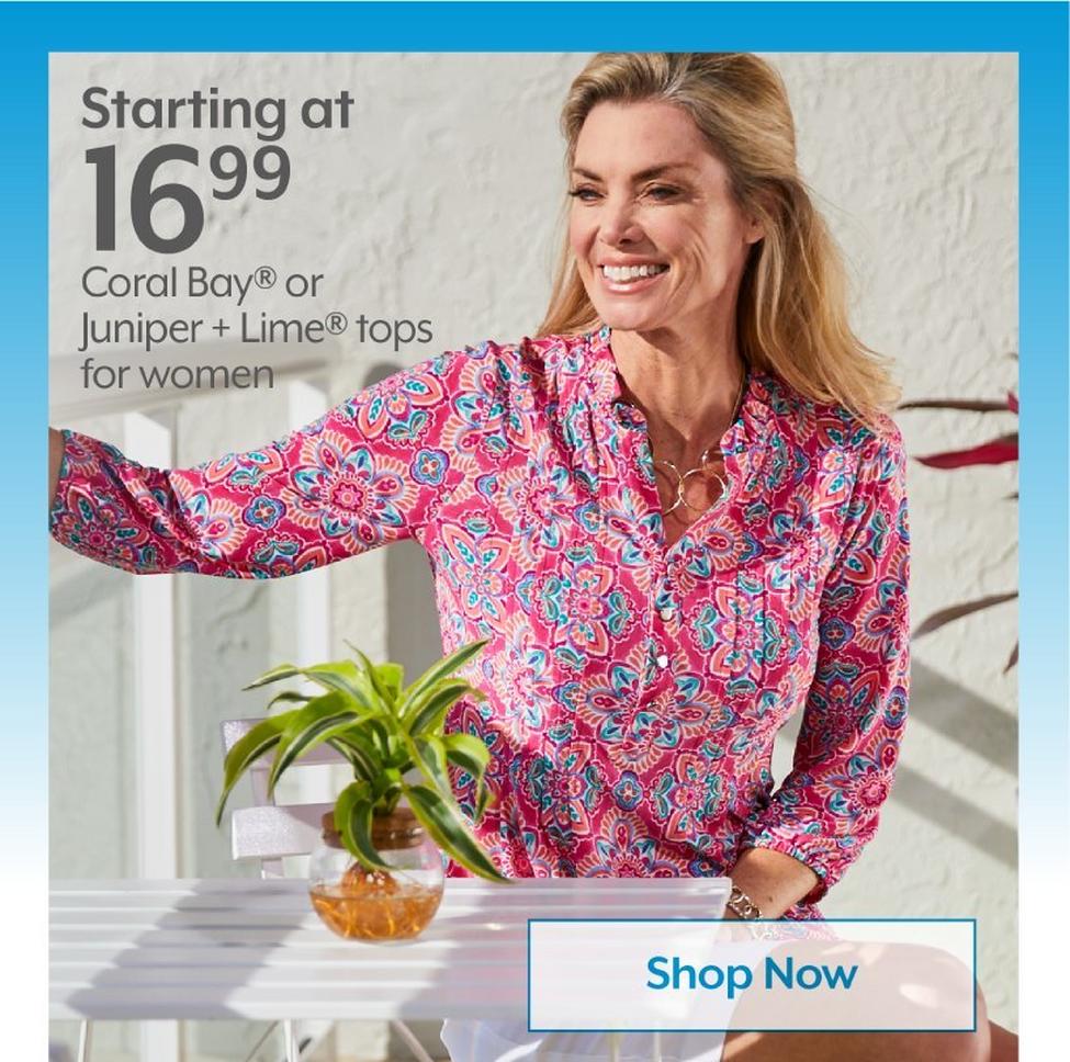 16.99 Coral Bay & Juniper + Lime tops for women