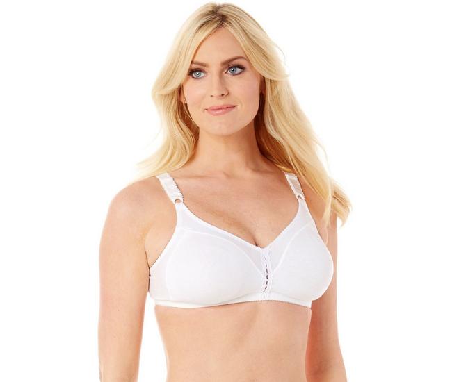 Bali Double Support Cotton Wirefree Bra, White, 36D at  Women's  Clothing store