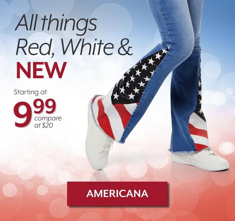 All things Red White and New, starting at $9.99.