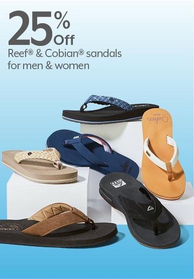 25% Off Reef® & Cobian® sandals for men & women