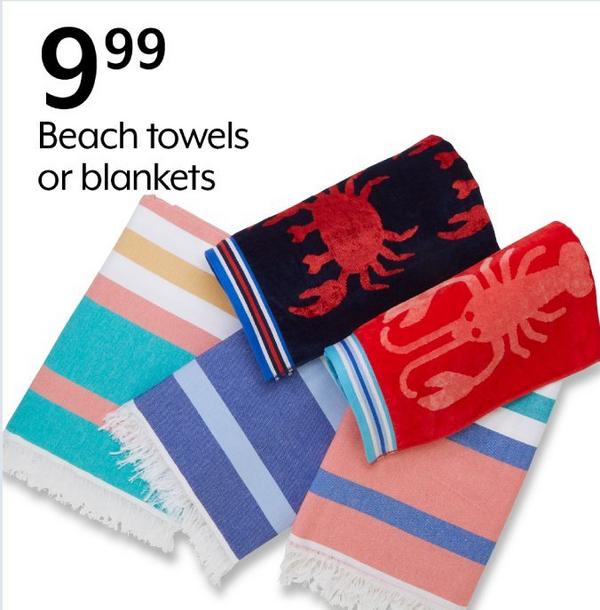 9.99 Beach towels or blankets
