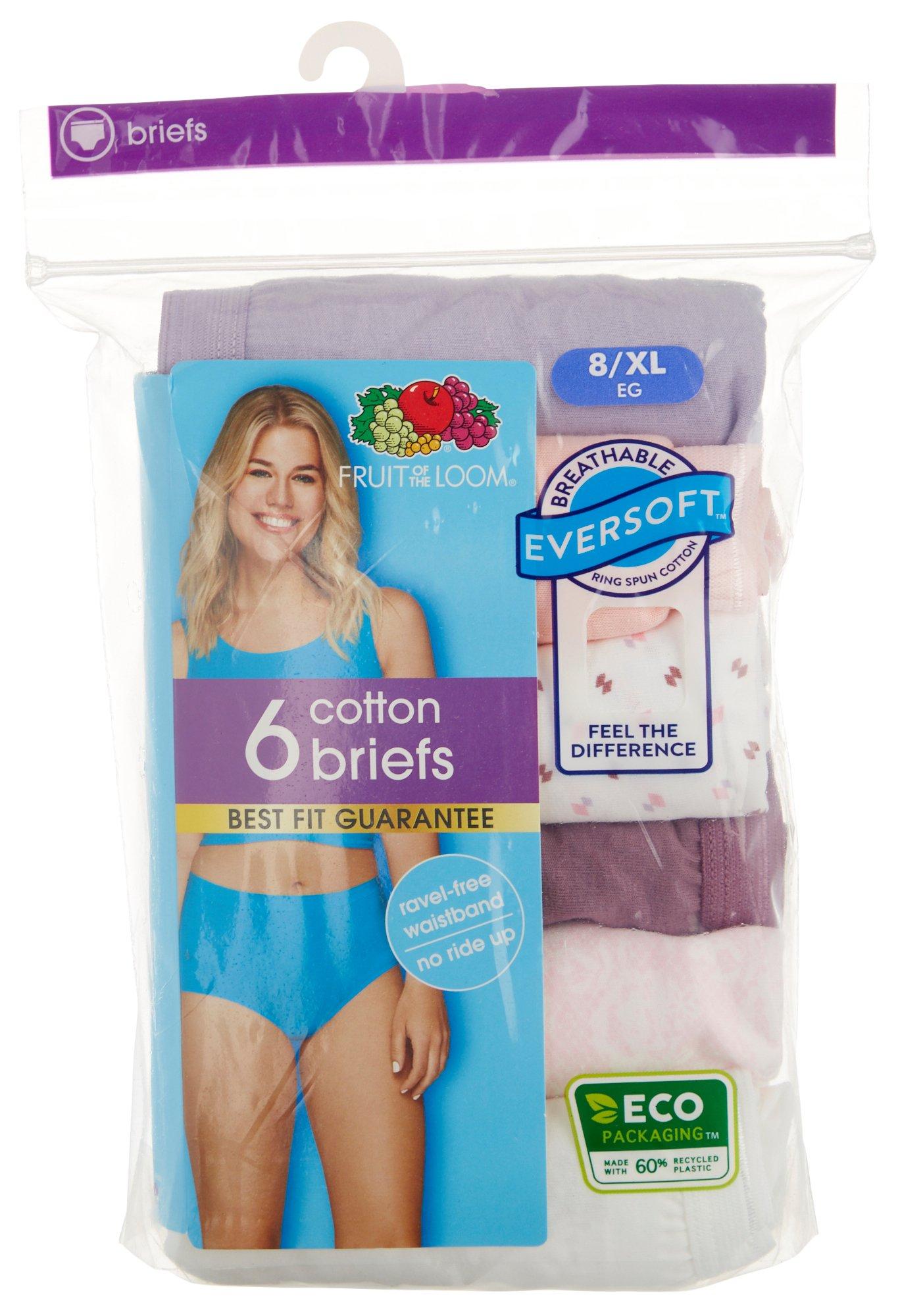 Fruit of the Loom Womens 6 Pk. Assorted Cotton Briefs