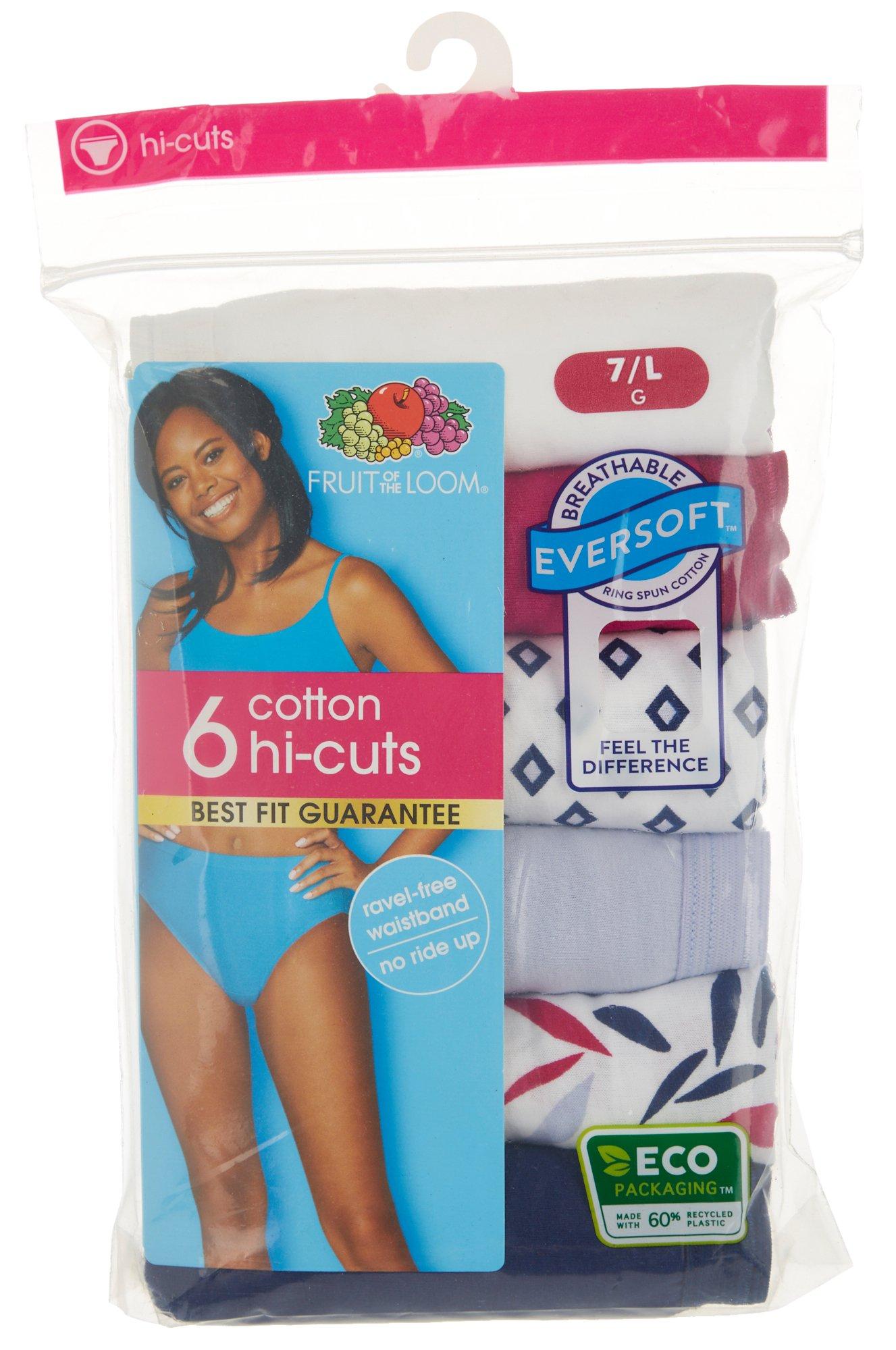 Womens 6 Pk. Cotton Hi-Cut Briefs