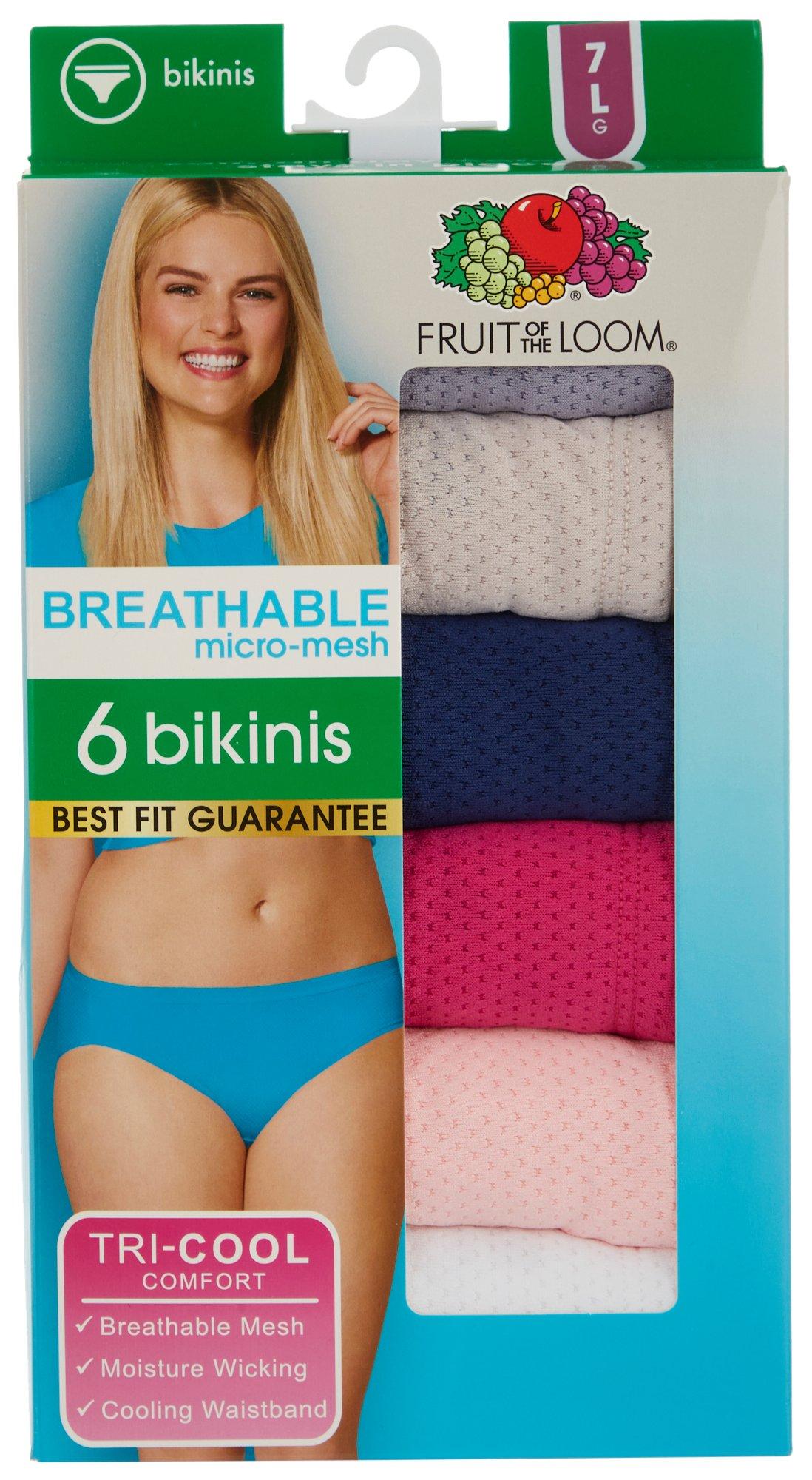 Womens 6 Pk. Micro Mesh Bikini Briefs