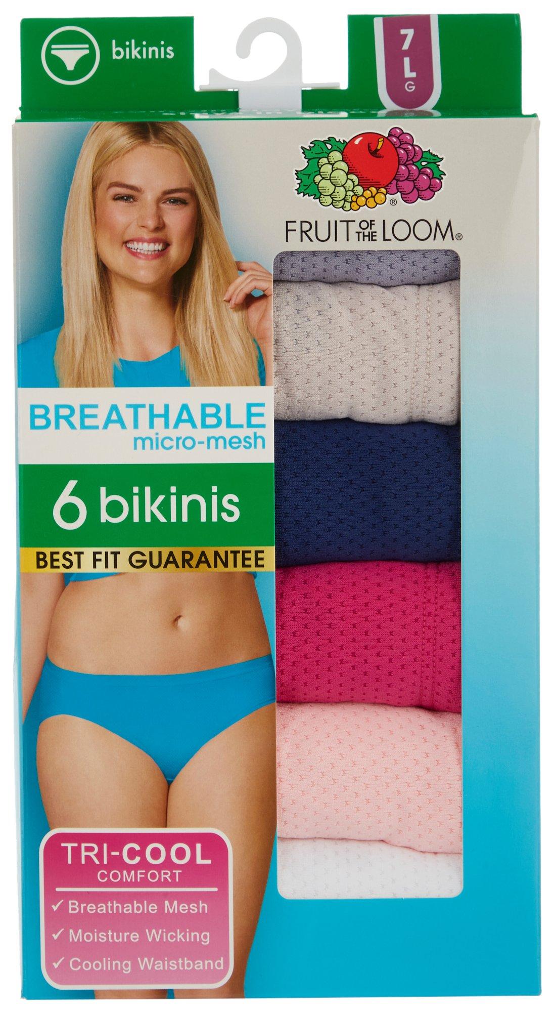 Fruit of the Loom Womens 6 Pk. Solid Seamless Bikini Briefs