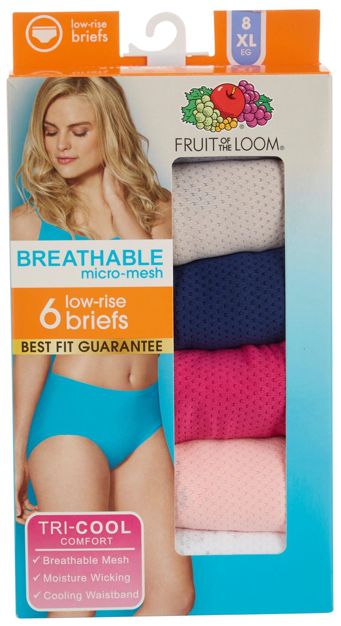  Fruit Of The Loom Womens Breathable Underwear, Moisture  Wicking Keeps You Cool & Comfortable, Available In Plus Size, Cotton  Mesh-Bikini-6 Pack-Colors May Vary, 9