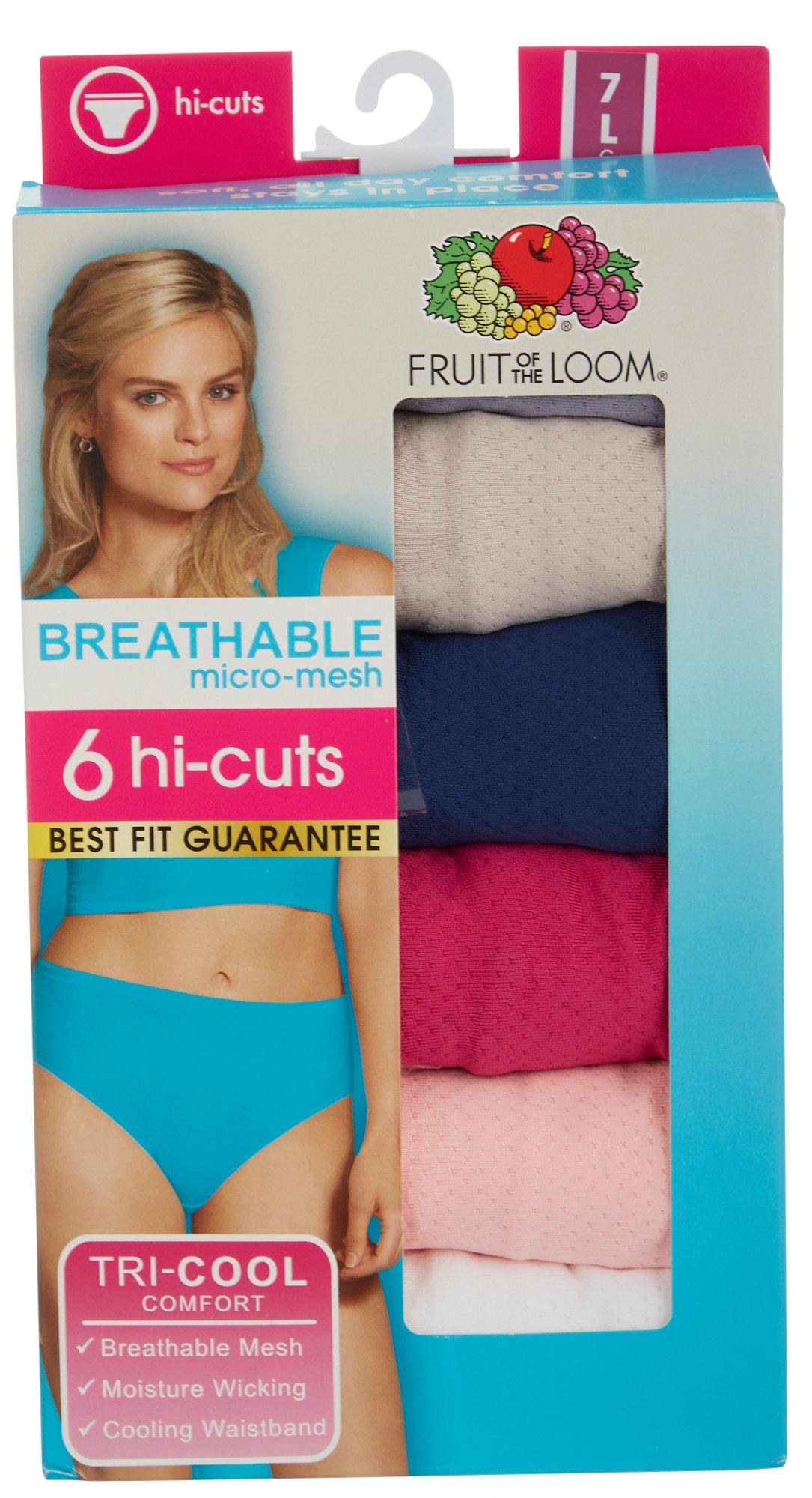 Fruit Of The Loom Women's 6pk Breathable Micro-mesh Hi-cut Underwear -  Colors May Vary 6 : Target