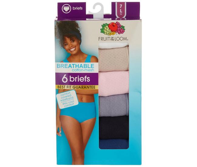  Fruit Of The Loom Womens Breathable Underwear, Moisture  Wicking Keeps You Cool & Comfortable, Available In Plus Size, Micro Mesh-Hi  Cut-6 Pack-Colors May Vary, 7