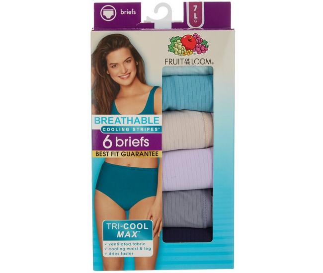 Fruit of the Loom Womens 6 Pk. Cooling Stripes Briefs
