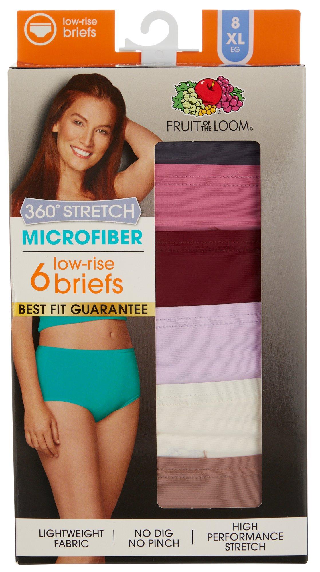 Fruit Of The Loom Heather Low Rise 6 Pack Briefs Women's Size 8/XL