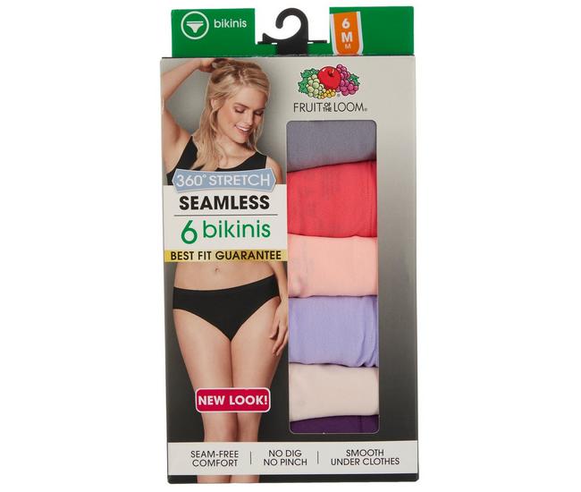 Fruit of the Loom Women's 6pk 360 Stretch Comfort Cotton Bikini Underwear -  Colors May Vary 6