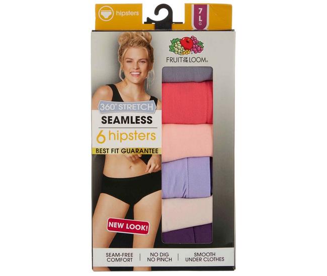 Fruit of the Loom Womens 6 Pk. Solid Seamless Hipsters