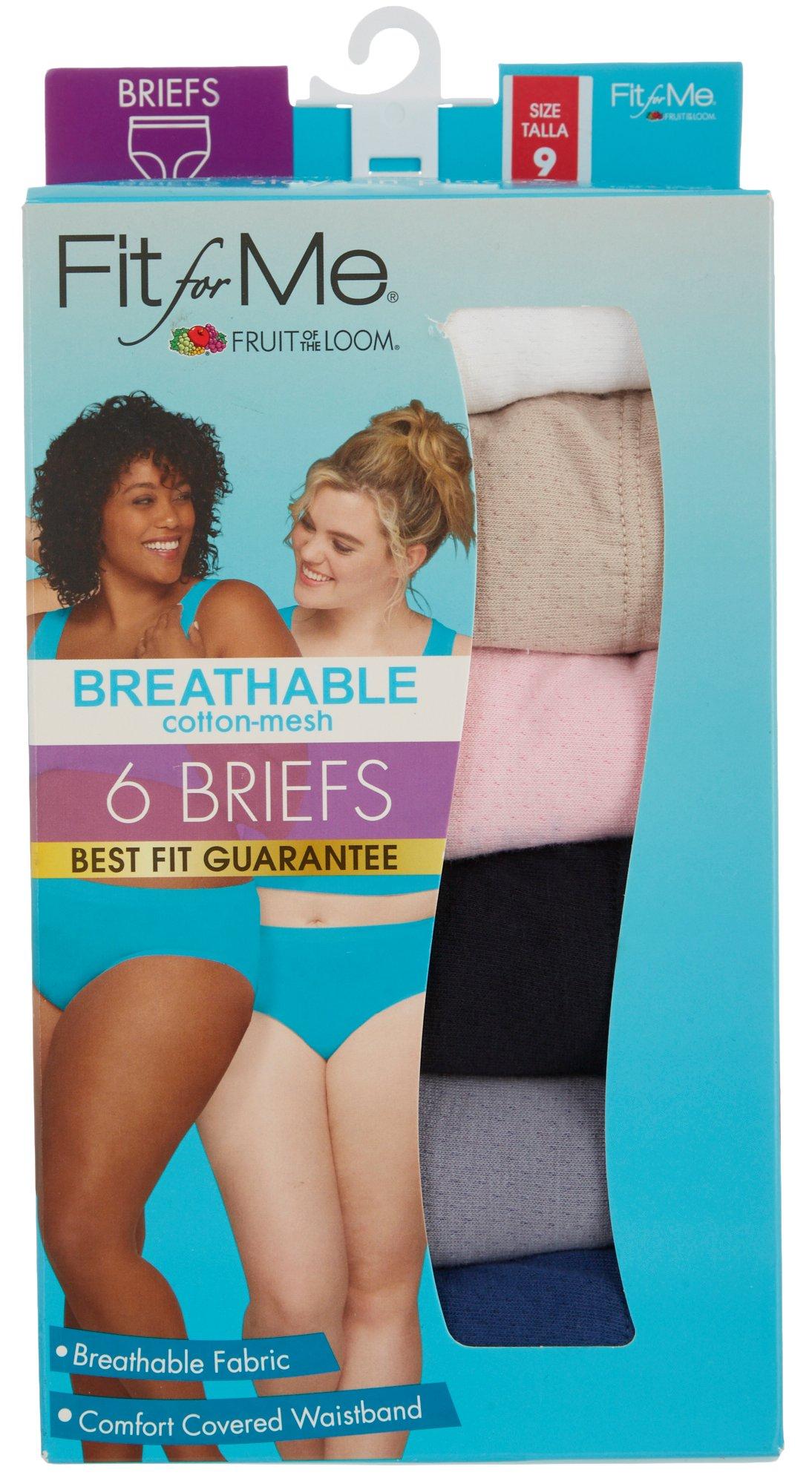 Fruit of the Loom Womens 6 Pk. Solid Cotton Briefs