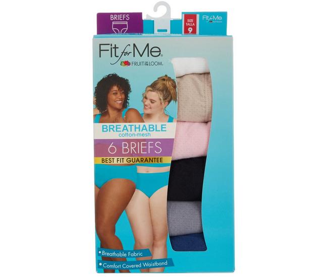 Fruit of the Loom Fit for Me Women's 360° Stretch Cotton Brief Underwear,  5-Pack