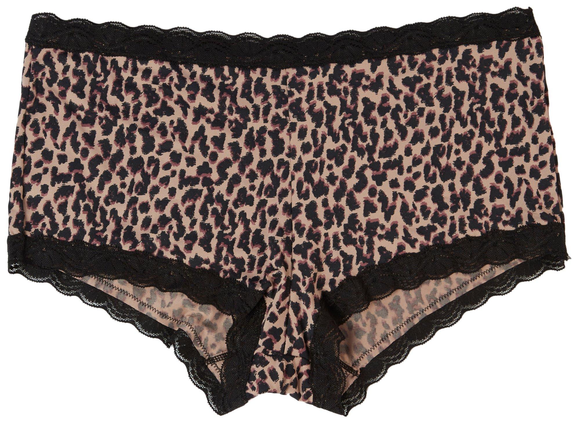 Animal Print Lace Trim Boyshort Panties 40760