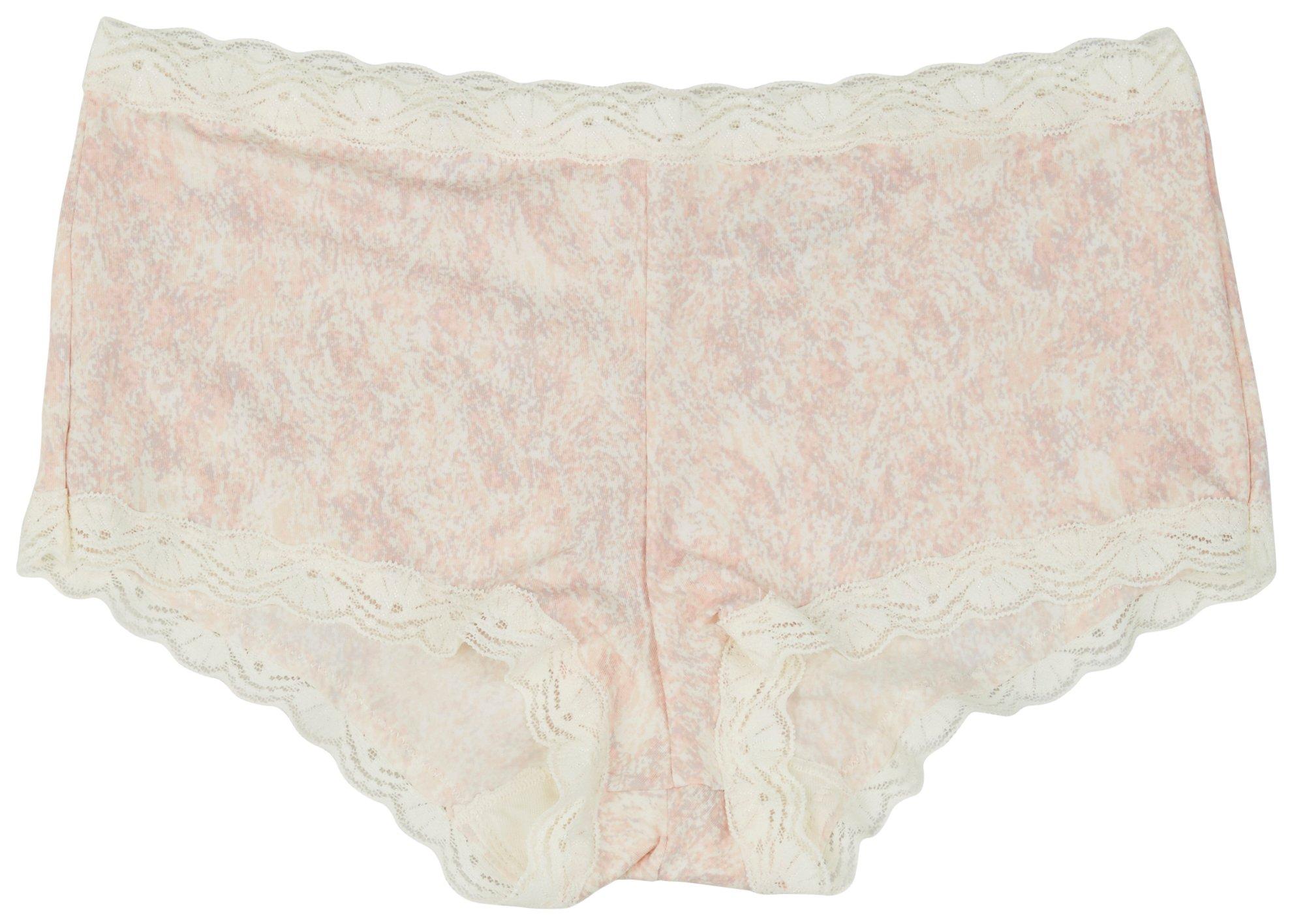 Maidenform Print Lace Trim Boyshort Panties 40760