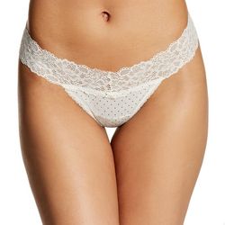 Maidenform Luxurious Lace Print Fabric Front Thong Panties
