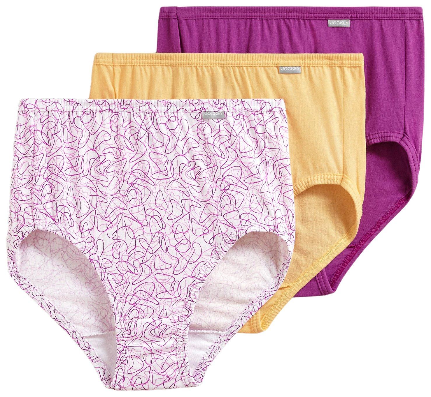Jockey Plus 3-Pk. Elance Solid & Print Brief Panties 1486