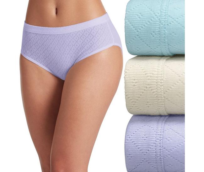 Gloria Vanderbilt Womens Brief Underwear Panties 3-Pair Blue Gray