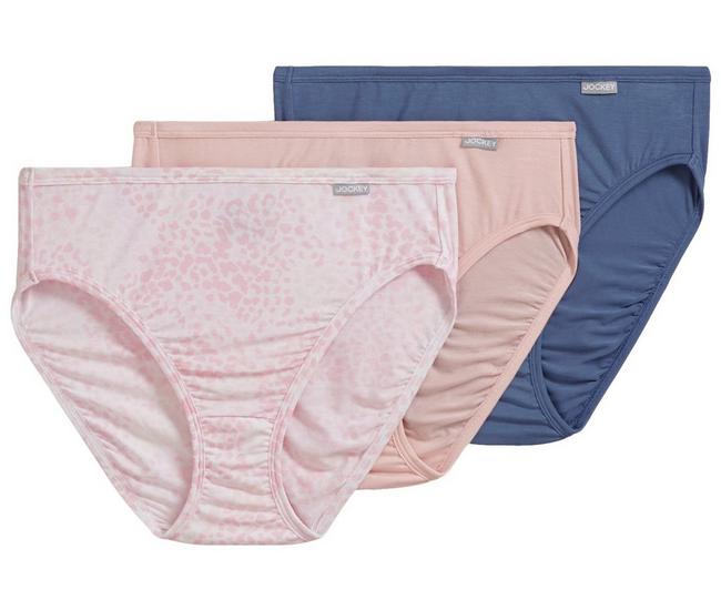 New Jockey Women's sz 7 Underwear Elance Cotton French Cut 3 Pack Trees  Blue