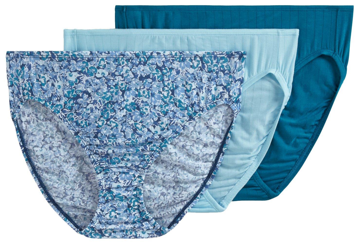 New Jockey Women's sz 7 Underwear Elance Cotton French Cut 3 Pack Trees  Blue