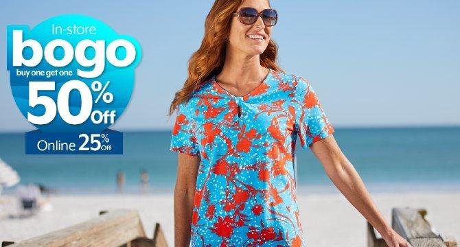 BOGO 50% off 25% off online - Coral Bay Florida tees for women