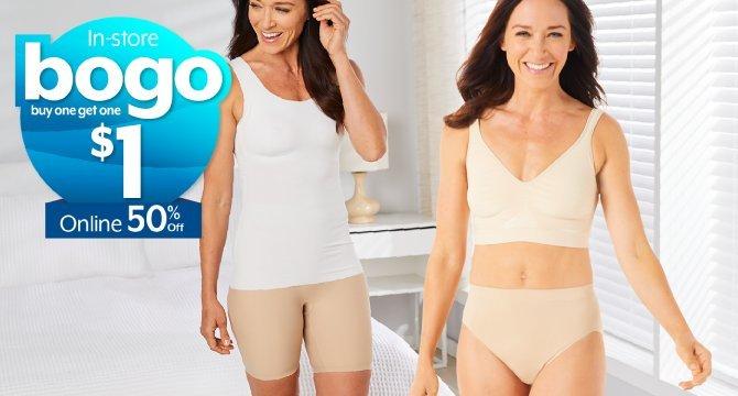 BOGO $1 in-store - 50% off online Bras, panties or shapewear
