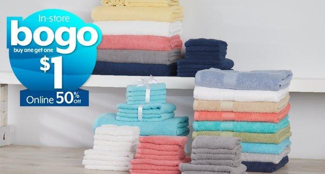 BOGO $1 in-store - 50% off online Towels