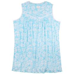 Plus 36 in. Hibiscus Lace 100% Cotton Nightgown