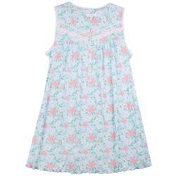 Plus 36 in. Floral Lace 100% Cotton Nightgown