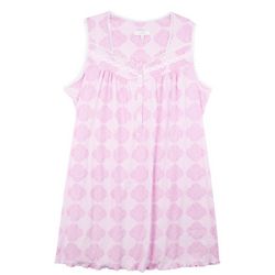 Coral Bay Plus 36 in. Floral Lace Cotton Nightgown