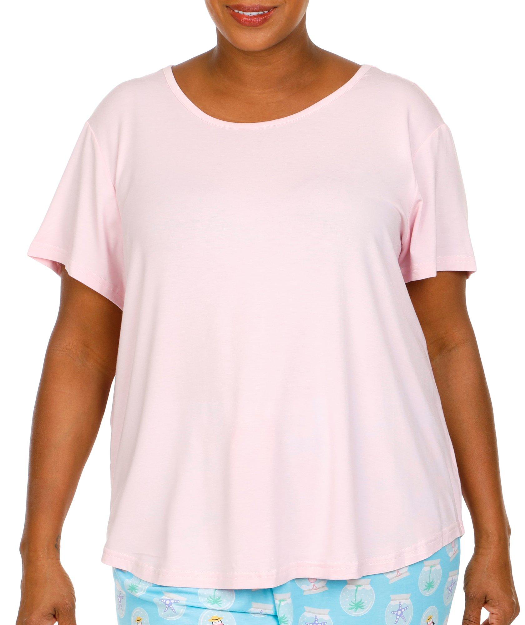 Coral Bay Plus Solid Short Sleeve Pajama Top