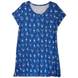 COOL GIRL Plus Cocktail Hour Pocket Short Sleeve Nightgown