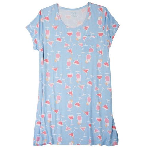 COOL GIRL Plus Geometric Stripe Print T-Shirt Nightgown