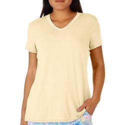 Coral Bay Sleepwear Plus Solid V-Neck Pajama Top