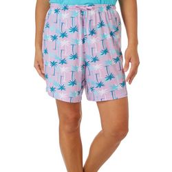 Coral Bay Sleepwear Plus Palm Tree Drawstring Pajama Short